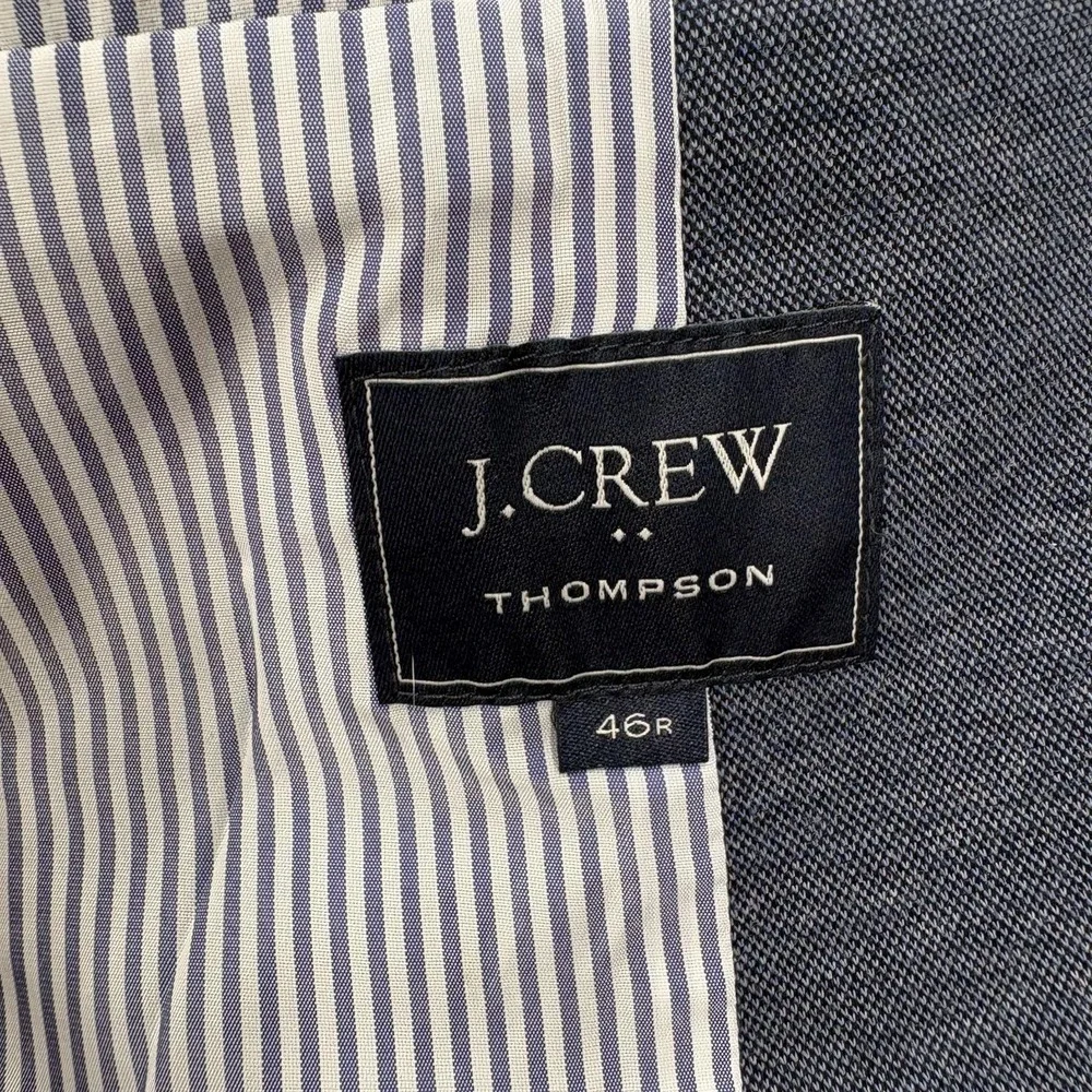 J.Crew Thompson Blazer Mens 46R Blue Herringbone Jersey Sport Coat 2 Button